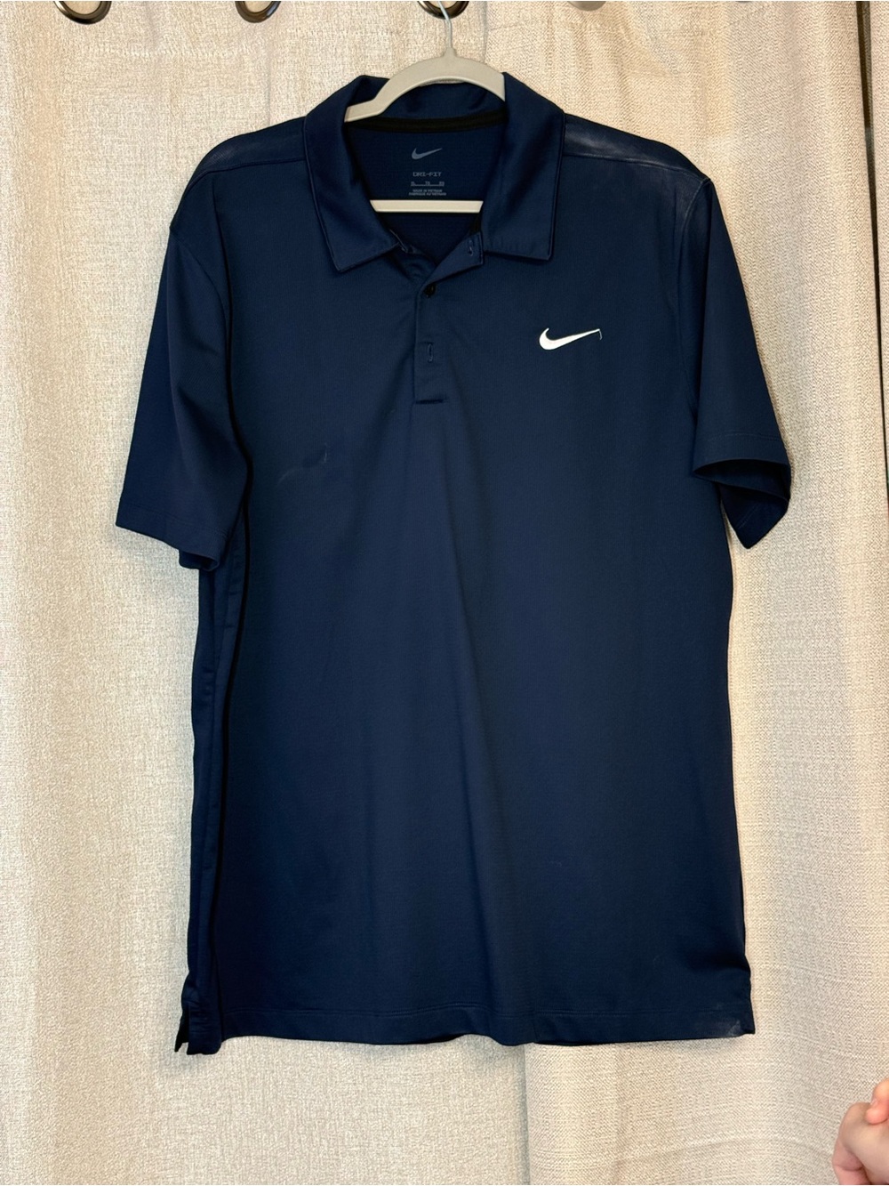Nike Men's Navy Polo with White Swoosh